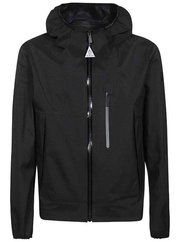 Sattouf Zipper Logo Hooded Jacket Black - MONCLER - BALAAN 1