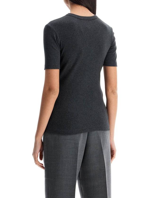 organic cotton ribbed sweater in charcoal melange with wide neckline - TOTEME - BALAAN 3