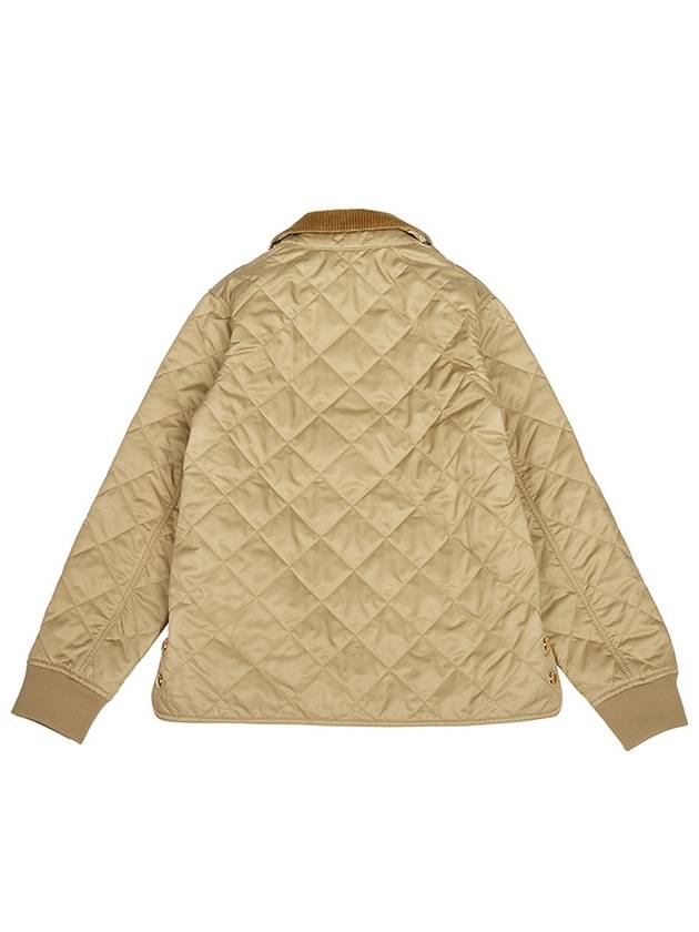 Kids Corduroy Collar Diamond Quilted Jacket Beige - BURBERRY - BALAAN 4