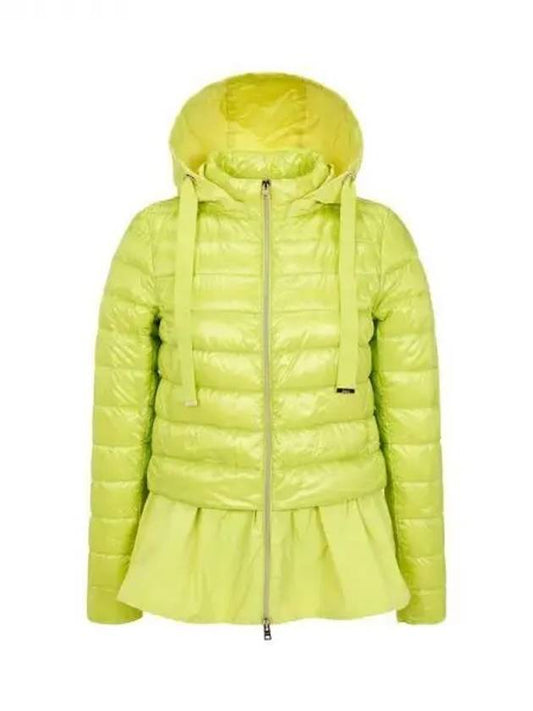 Women s color combination layered goose down padded jacket neon green 271011 - HERNO - BALAAN 1