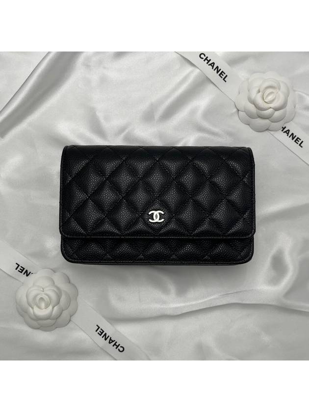 Classic Crossbag On Chain Grained Calfskin & Silver Black - CHANEL - BALAAN 3