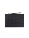 Intrecciato Strap Large Clutch Bag Black - BOTTEGA VENETA - BALAAN 6