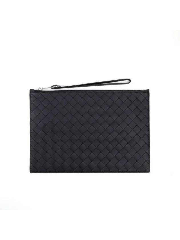 Intrecciato Strap Large Clutch Bag Black - BOTTEGA VENETA - BALAAN 6