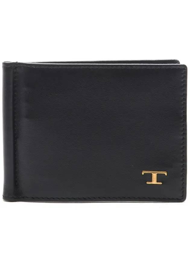 Men's T Logo Money Clip Half Wallet Black - TOD'S - BALAAN 1