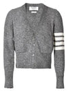 Men's Diagonal Mohair Tweed Cardigan Grey - THOM BROWNE - BALAAN 2