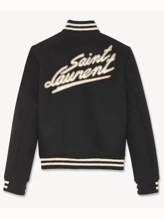 Teddy Wool Bomber Jacket  Black - SAINT LAURENT - BALAAN 3