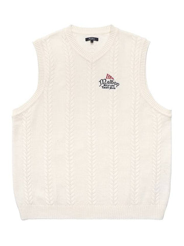 Yacht Club cable knit vest IVORY - MALBON GOLF - BALAAN 1