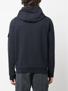 Snap Brushed Cotton Fleece Hoodie Navy - STONE ISLAND - BALAAN 5