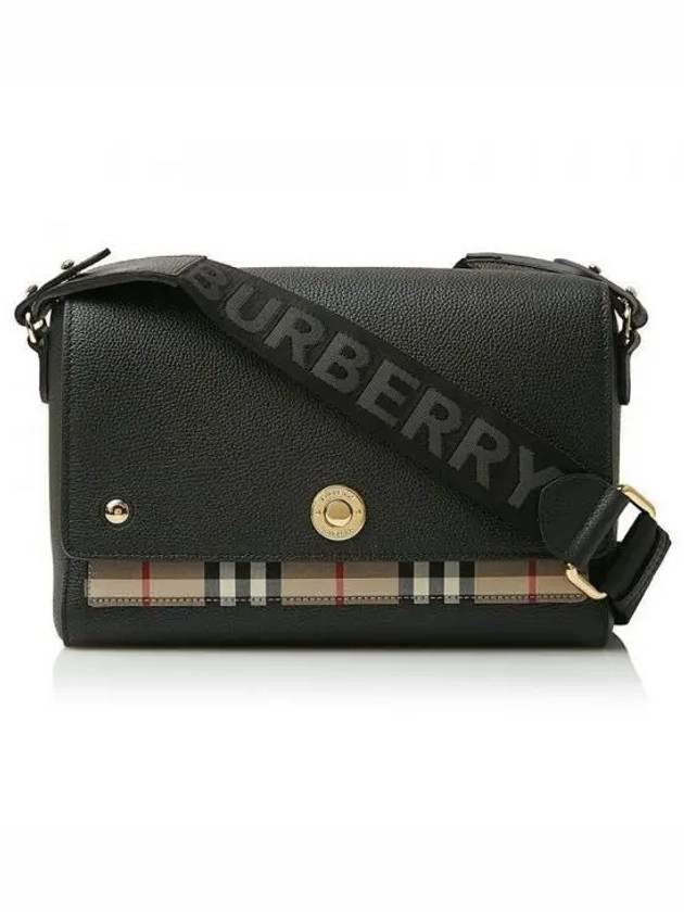 Leather and Vintage Check Note Crossbody Bag Black - BURBERRY - BALAAN 2