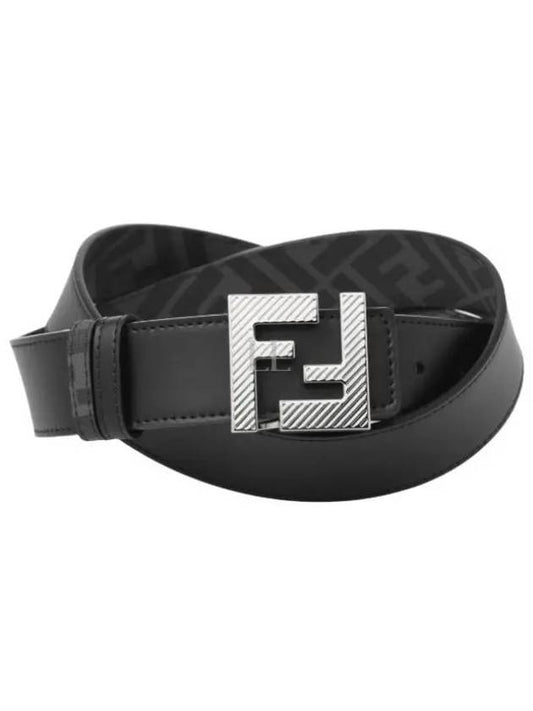 Square FF Buckle Reversible Leather Belt Black - FENDI - BALAAN 2