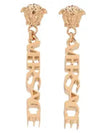 Logo Drop Earrings Gold - VERSACE - BALAAN 3