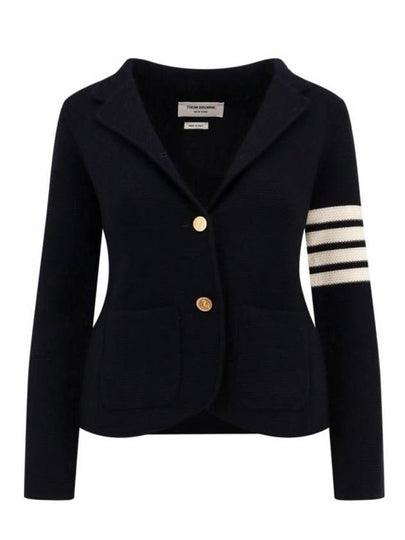 Women's Fine Merino Wool Link Jacket Navy - THOM BROWNE - BALAAN 2