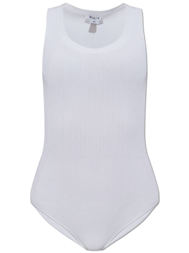 Alaïa Ribbed Bodysuit, Women's, White - ALAIA - BALAAN 1