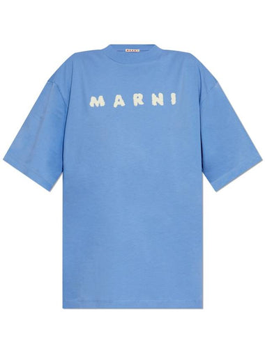 Marni T-shirt With Printed Logo, Women's, Blue - MARNI - BALAAN 1