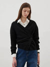 Two way wool knit wrap cardigan black - LESEIZIEME - BALAAN 1