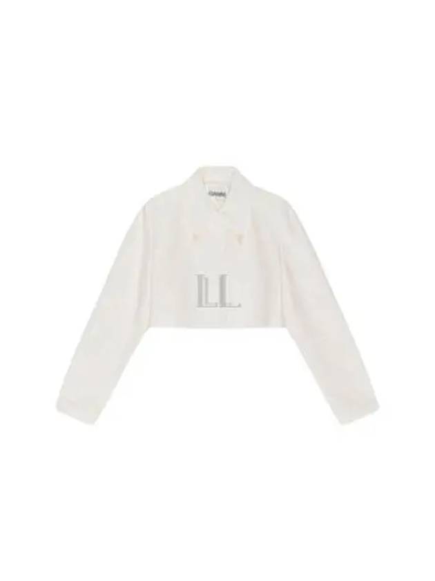 Slub Crop Jacket White - GANNI - BALAAN 2