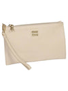 Madras Logo Leather Clutch Bag Beige - MIU MIU - BALAAN 4