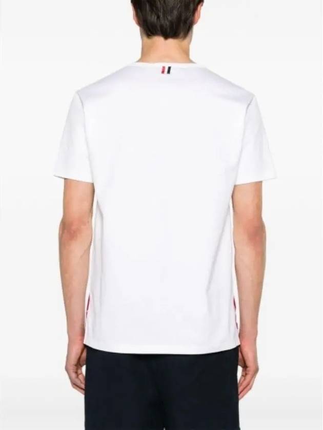 Men's Medium Weight Jersey Tipped Pocket Crewneck Short Sleeve T-Shirt White - THOM BROWNE - BALAAN 3