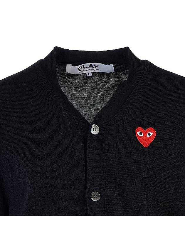 Men's Heart Waffen Wool Cardigan AZN008 BLACK - COMME DES GARCONS - BALAAN 4