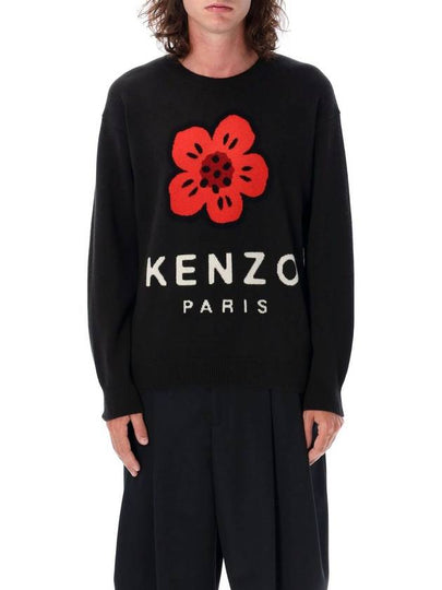 Boke Flower Crew Neck Knit Top Black - KENZO - BALAAN 2