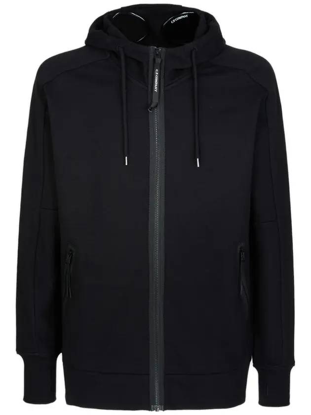 Men's Diagonal Fleece Goggles Zip Up Hoodie Black - CP COMPANY - BALAAN 1