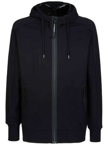 Men's Diagonal Fleece Goggles Zip Up Hoodie Black - CP COMPANY - BALAAN 1