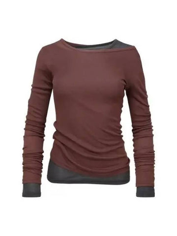 My Go To Tencel Long Sleeve T Shirt Mauve Brown - SCULPTOR - BALAAN 1