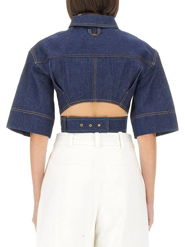 Le Haute Denim Short Sleeve Shirt Navy - JACQUEMUS - BALAAN 4