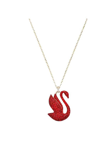 Iconic Swan Large Pendant Necklace Red Gold - SWAROVSKI - BALAAN 1