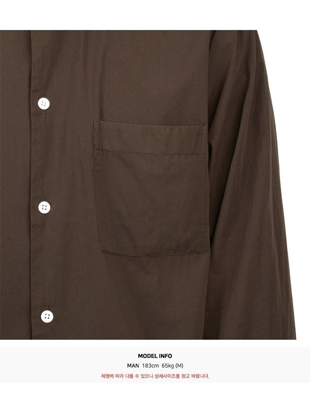 Poplin Pajamas Long Sleeve Shirt Coffee - TEKLA - BALAAN 9