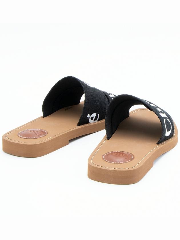 Woody Logo Flat Mule Slippers Black - CHLOE - BALAAN 5