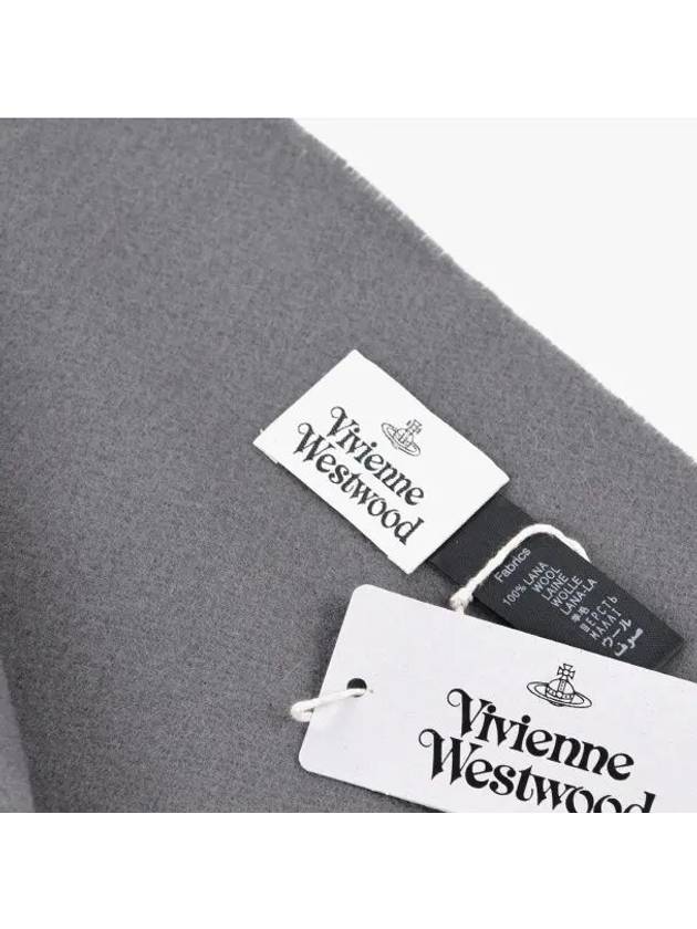 Embroidered Logo Wool Muffler Grey - VIVIENNE WESTWOOD - BALAAN 4