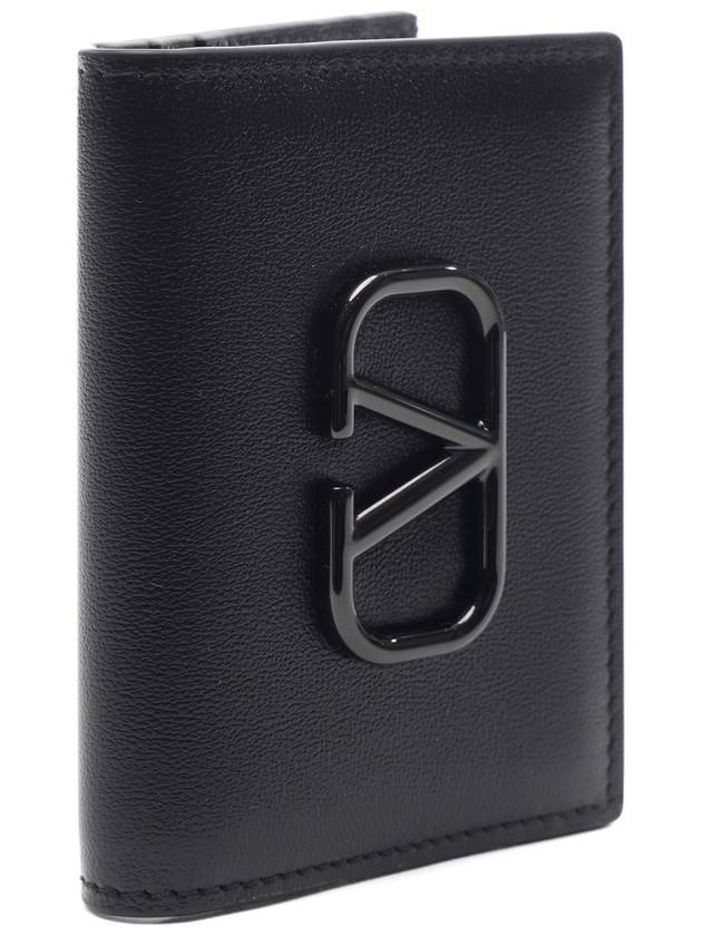 V Logo Signature Card Wallet Black - VALENTINO - BALAAN 4