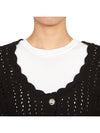 Lace Low One-Neck Cardigan Black - GANNI - BALAAN 8