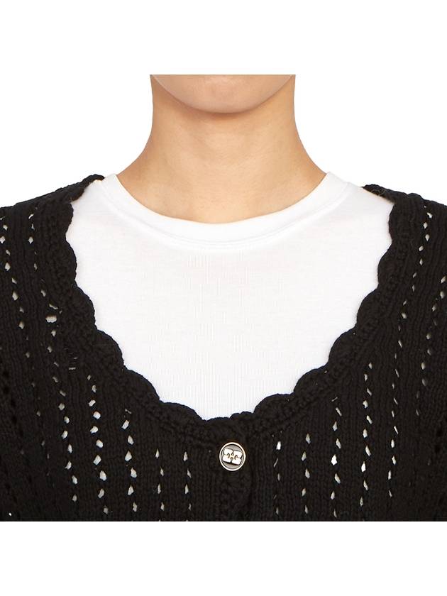 Lace Low One-Neck Cardigan Black - GANNI - BALAAN 8