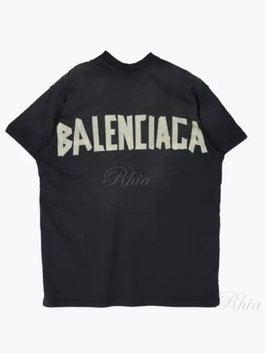 Tape Type Cotton Short Sleeve T-Shirt Black - BALENCIAGA - BALAAN 2