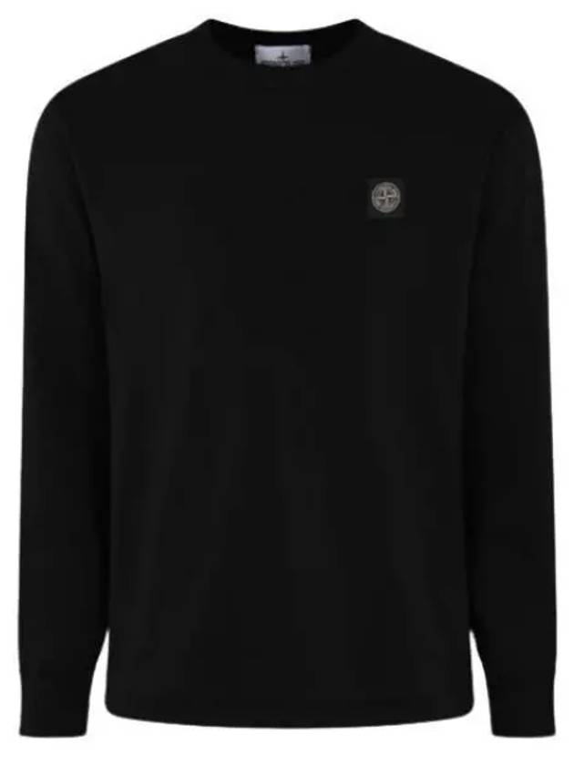 Logo Patch Cotton Jersey Long Sleeve T-Shirt Navy - STONE ISLAND - BALAAN 2