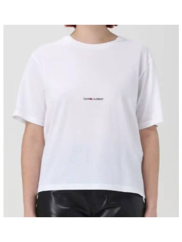 Rive Gauche Short Sleeve T-Shirt White - SAINT LAURENT - BALAAN 2