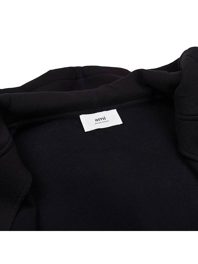 Wool Viscose Zip-Up Hoodie Black - AMI - BALAAN 11