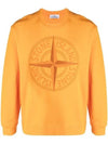 Garment Dyed Stitches Four Print Crewneck Sweatshirt Orange - STONE ISLAND - BALAAN 1