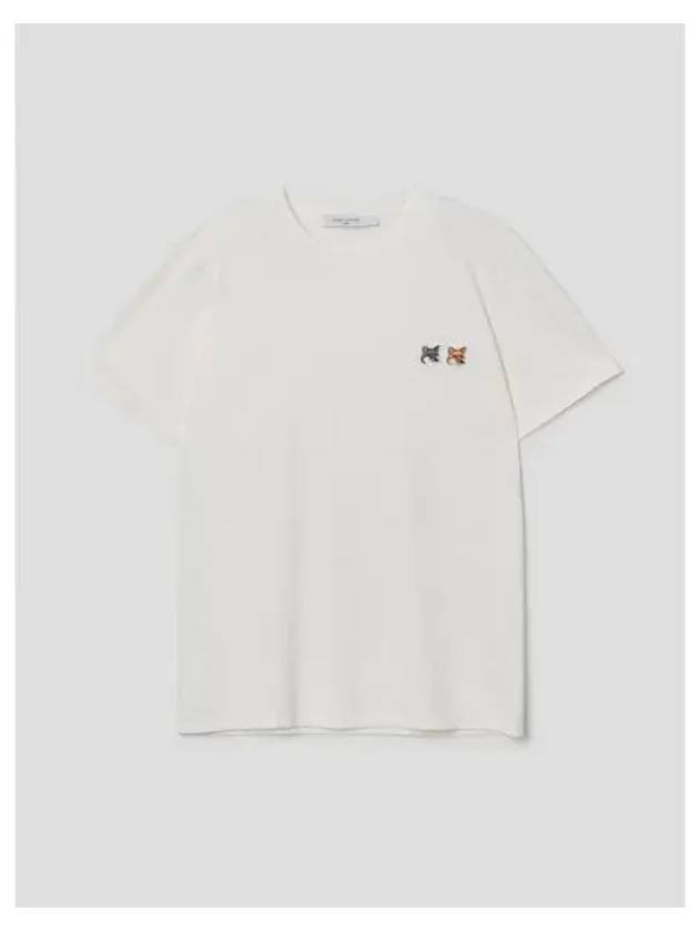 Unisex Double Foxhead Patch Classic T Shirt Latte Domestic Product GM0023030968029 - MAISON KITSUNE - BALAAN 1