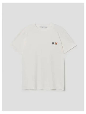 Unisex Double Foxhead Patch Classic T Shirt Latte Domestic Product GM0023030968029 - MAISON KITSUNE - BALAAN 1