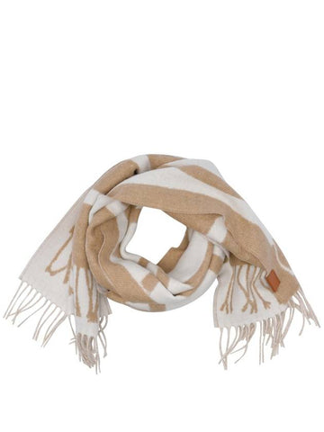 Wool Cashmere Scarf Camel White - LOEWE - BALAAN 1