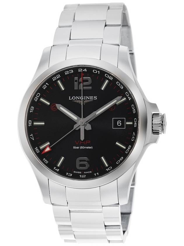 Conquest VHP GMT Stainless Steel Date L287 Men’s Quartz Watch - LONGINES - BALAAN 1