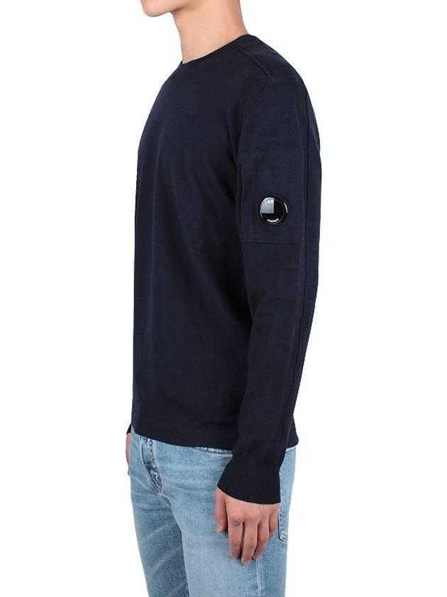 Lens Wappen Merino Wool Knit Top Navy - CP COMPANY - BALAAN 4