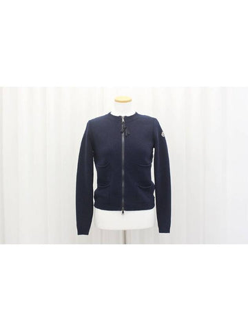 Women s padded knit zip up jacket navy size - MONCLER - BALAAN 1