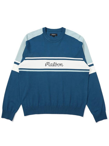 Color block signature knit BLUE MAN - MALBON GOLF - BALAAN 1