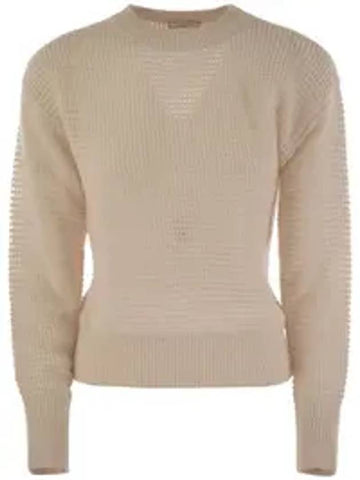 Alpaca crew neck knit top beige - PESERICO - BALAAN 1