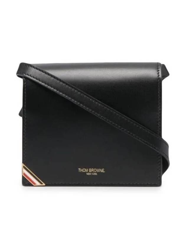 RWB Tab Enamel Strap Card Wallet Black - THOM BROWNE - BALAAN 2