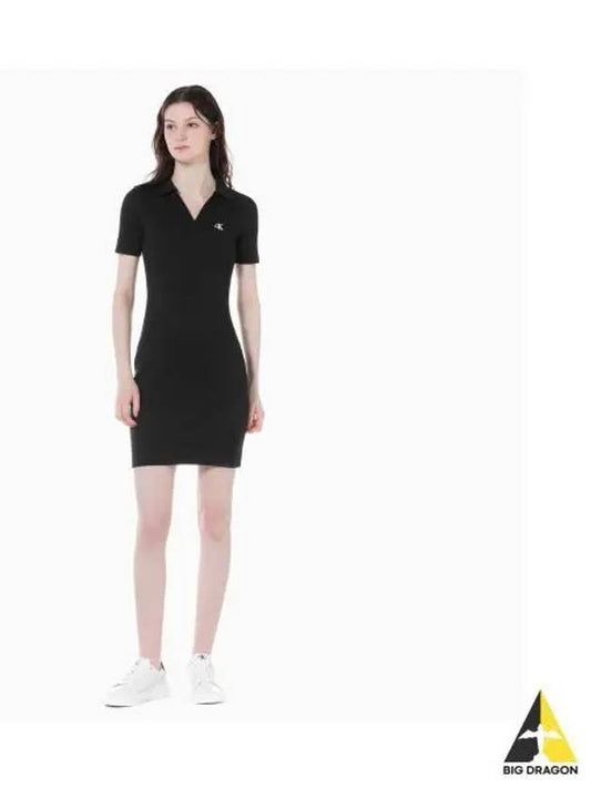 JEANS Women s Black Polo Collar Lip Dress J223724 BEH - CALVIN KLEIN - BALAAN 1